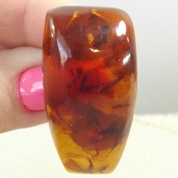 One-of-a-Kind Vintage Amber Brooch with Occlusions - Picture 1 of 10